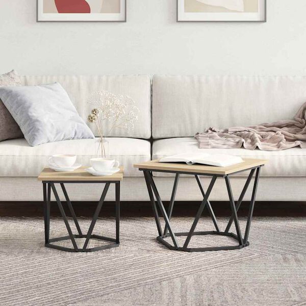 vidaXL Side Table Set 2 pcs Sonoma oak 19.7" x 19.7" x 15.7