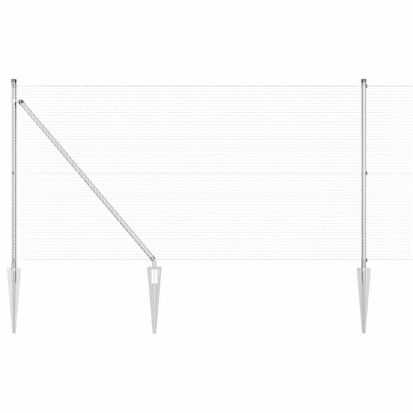 vidaXL Fence with Posts Silver 39.4" x 1968.5" Steel
