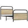 vidaXL Bed Frame Smoked oak Steel, Engineered Wood Twin Bed Frame