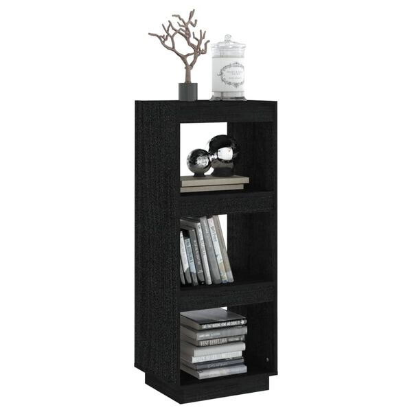 vidaXL Book Cabinet Black Solid Pine Wood Medium Book Cabinet