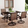 vidaXL Patio Dining Set Set of 4 Brown Textilene, Powder-Coated Steel