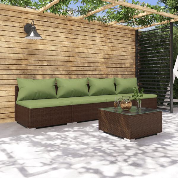 vidaXL Garden Lounge Set Brown, Green