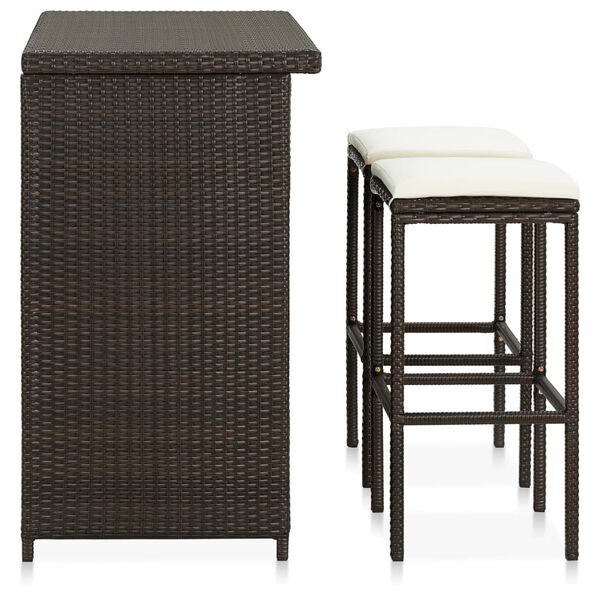 vidaXL Bar Set Brown PE rattan, steel Large Bar Set Rectangular
