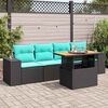 vidaXL 5 Piece Patio Sofa Set with Cushions Black Poly Rattan
