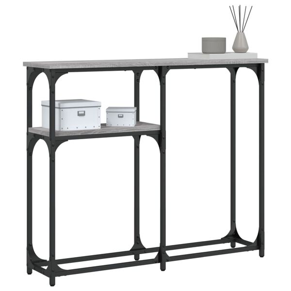 vidaXL Console Table Grey Sonoma Engineered Wood, Metal Adjustable Feet