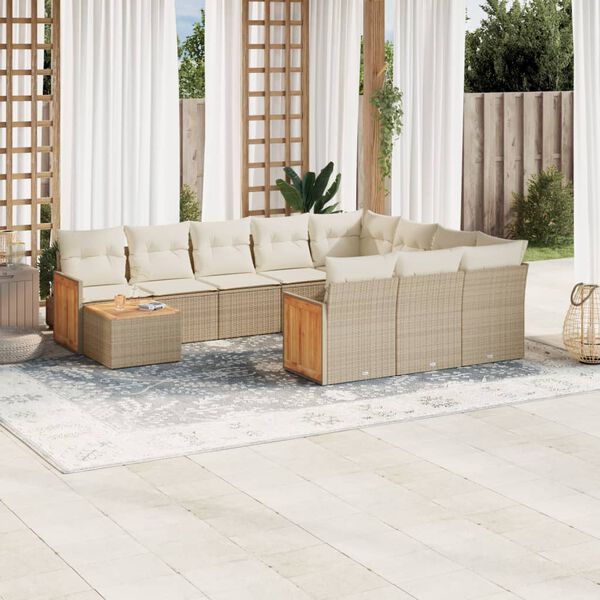 vidaXL Garden Sofa Set Beige, Cream White