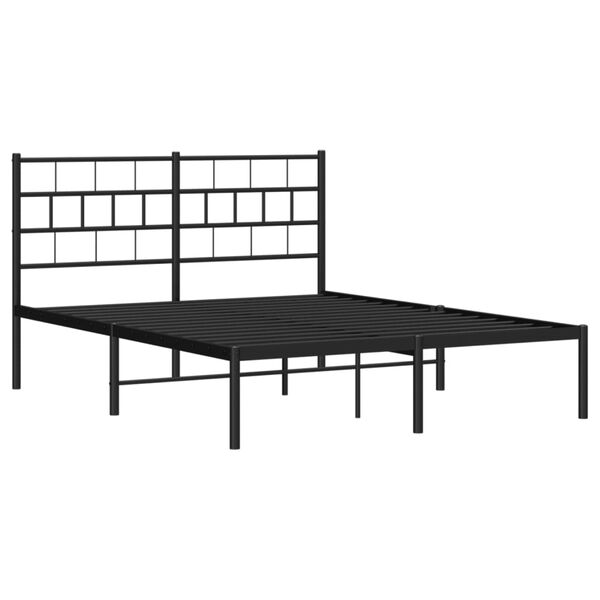 vidaXL Metal Bed Frame Black Powder-Coated Steel Full Metal Bed Frame