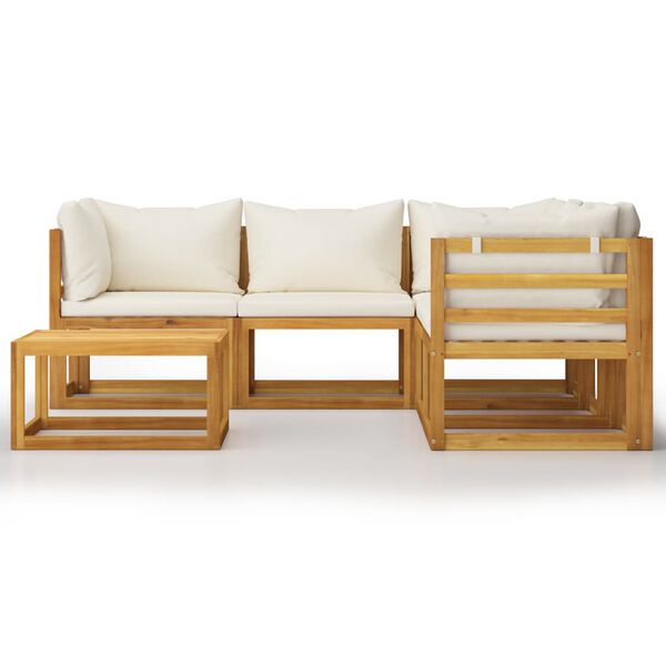 vidaXL Garden Lounge Set Cream Solid acacia wood Modular