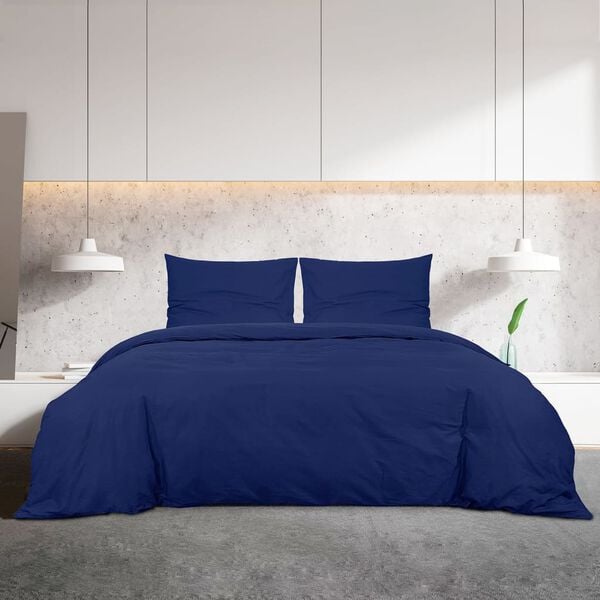 vidaXL Duvet Cover Set Navy blue Microfiber (100% polyester) Double