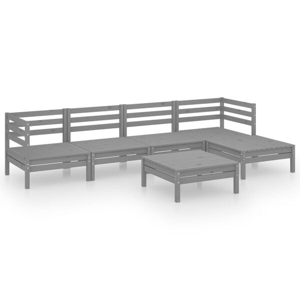 vidaXL Garden Lounge Set Grey Solid pinewood 6 piece set Durable