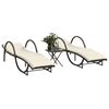 vidaXL Sun Lounger Set of 2 Brown PE rattan Large Adjustable Armrests