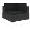 vidaXL Garden Lounge Set Black PE Rattan, Powder-Coated Steel, Polyester