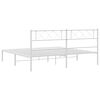 vidaXL Metal Bed Frame White Steel Double Double Bed Frame Rectangular