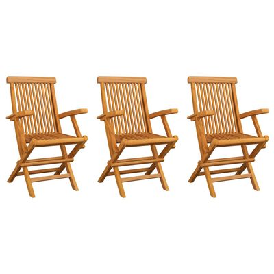 vidaXL Patio Chairs with Red Cushions 3 pcs Solid Teak Wood