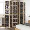 vidaXL Room Divider 6 Panels Brown and Black Solid Wood Paulownia
