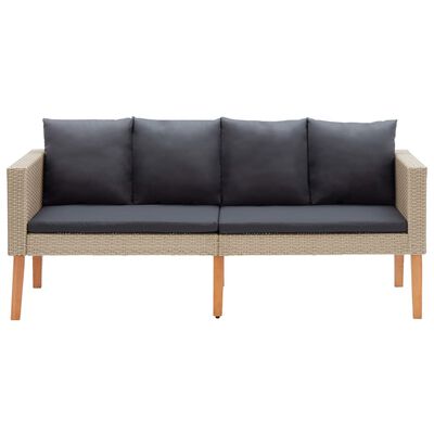 vidaXL 5 Piece Patio Lounge Set with Cushions Poly Rattan Beige