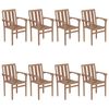 vidaXL Stackable Chair Set of 8 Warm Teak Solid Teak wood, 100% polyester
