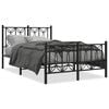 vidaXL Bed Frame Black Steel Small Double Rectangular Modern