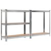 vidaXL Storage Shelves 2 pcs Silver 35.4"x11.8"x70.9" Steel and MDF