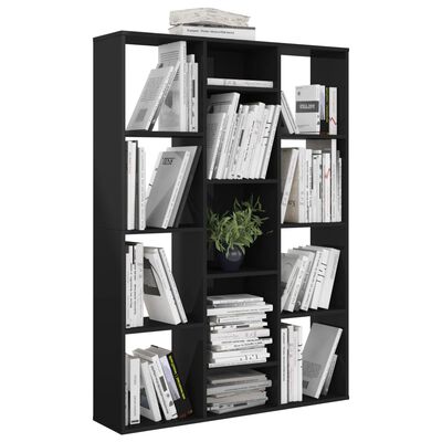 vidaXL Room Divider/Book Cabinet High Gloss Black 39.4"x9.4"x55.1" Chipboard