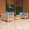 vidaXL Garden Lounge Set Grey Solid pinewood, Polyester