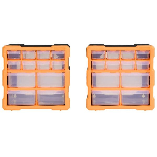 vidaXL Multi-drawer Organizers with 12 Drawers 2 pcs 10.4"x6.3"x10.2"