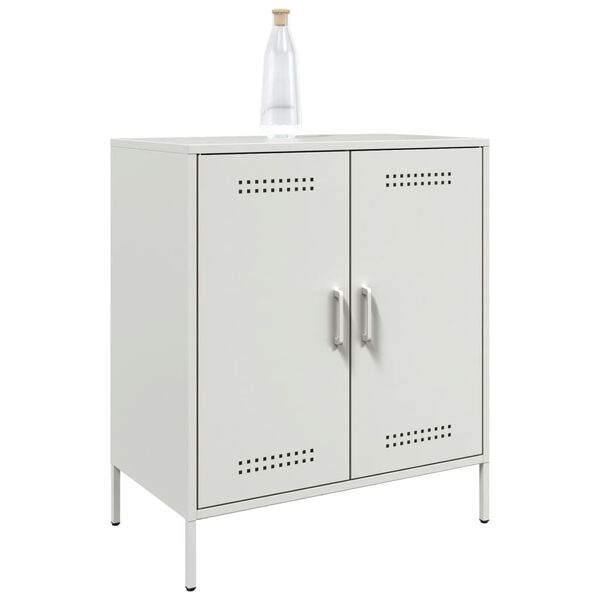 vidaXL Sideboard White Steel Medium Sideboard Rectangular Industrial