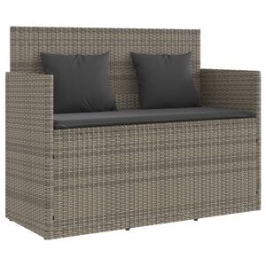vidaXL Garden Bench Gray PE rattan 47.2 in Removable Covers