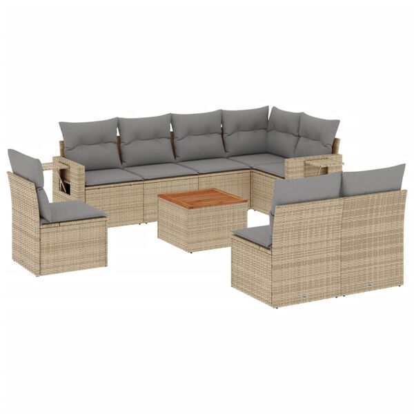 vidaXL Garden Sofa Set Beige PE Rattan Large Modular Garden Sofa Set