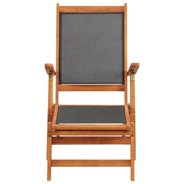 vidaXL Deck Chair Black Acacia wood Standard Ergonomic Deck Chair
