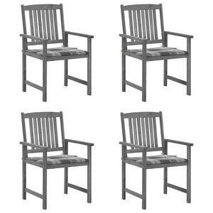 vidaXL Patio Chairs with Cushions 4 pcs Grey Solid Acacia Wood