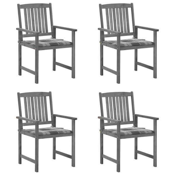 vidaXL Patio Chairs with Cushions 4 pcs Grey Solid Acacia Wood