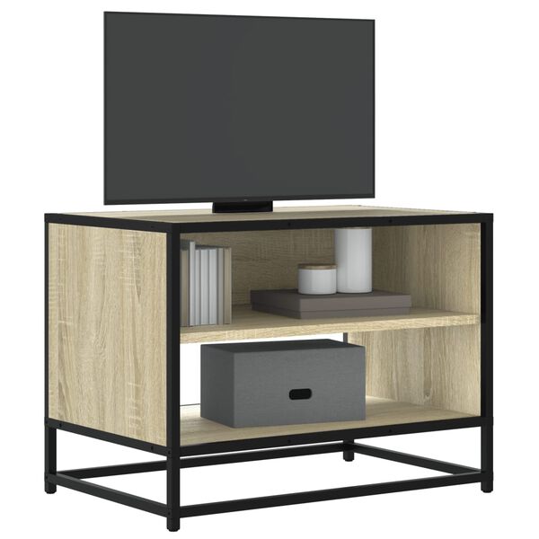 vidaXL TV Cabinet Sonoma Oak Engineered Wood and Metal Medium TV Cabinet