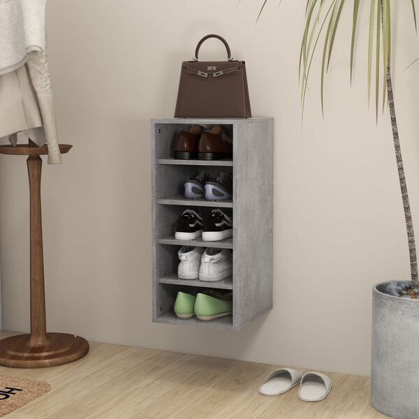vidaXL Shoe Cabinet Concrete Grey Engineered Wood Compact