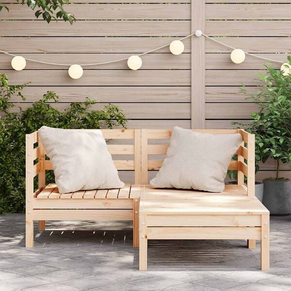 vidaXL Garden Sofa Natural Pine Solid pine wood 2-Seater Modular
