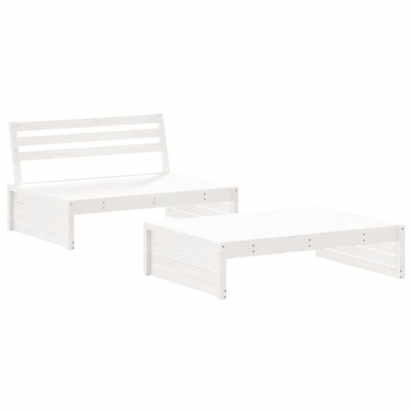 vidaXL Garden Lounge Set White Solid pine wood Medium Modular