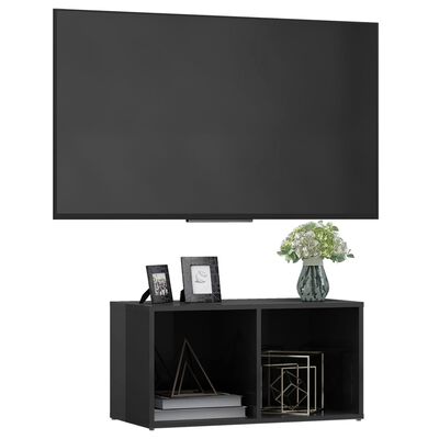 vidaXL TV Stand High Gloss Gray 28.3"x13.8"x14.4" Engineered Wood