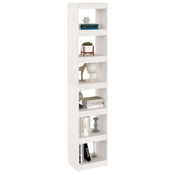 vidaXL Book Cabinet White Solid Pinewood 78.3 in tall Book Cabinet