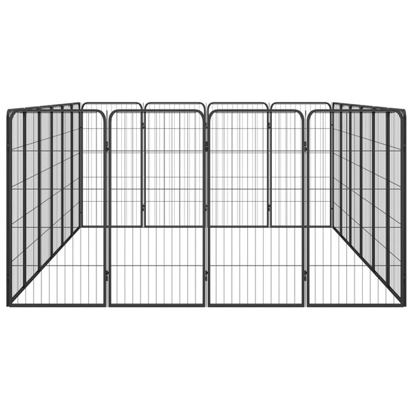 vidaXL Dog Playpen Black Powder-coated steel Dog Playpen Rectangular