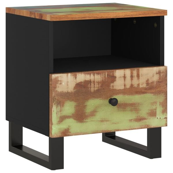 vidaXL Bedside Cabinet Mixed Colors Reclaimed Wood, Engineered Wood, Metal