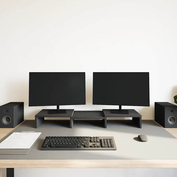 vidaXL Monitor Stand Adjustable Black Oak 60x24x10,5 cm Engineered Wood