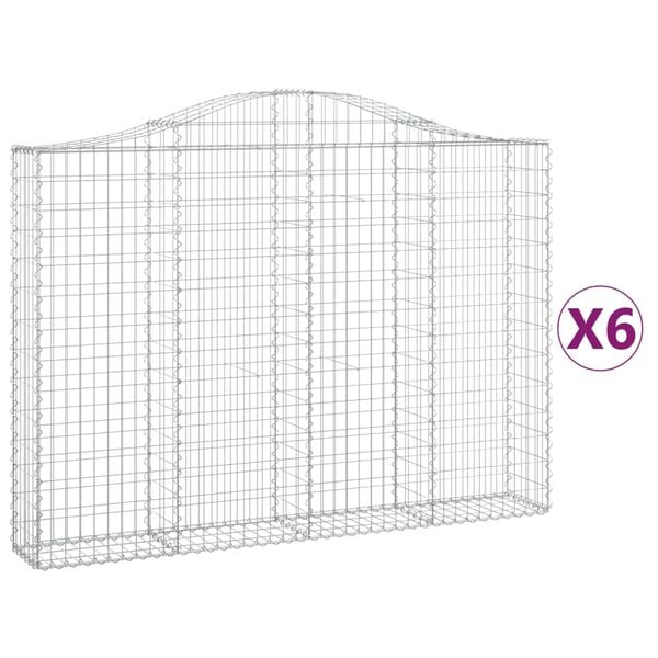 vidaXL Arched Gabion Baskets 6 pcs 78.7x11.8x140/160" Galvanised Iron