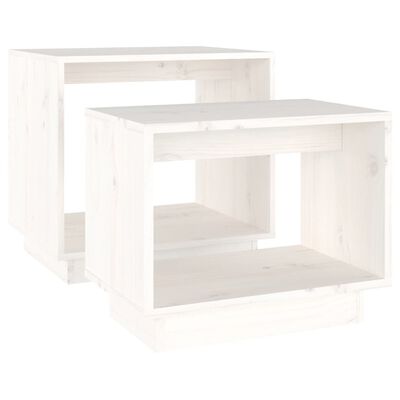 vidaXL Nesting Coffee Tables 2 pcs White Solid Wood Pine