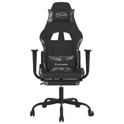 vidaXL Gaming Chair with Footrest Black and Camouflage Fabric