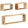 vidaXL Wall Cube Shelf Brown Solid mango wood Set of 3 Wall Cube Shelf