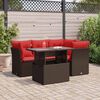 vidaXL 5 Piece Patio Sofa Set with Cushions Brown Poly Rattan Acacia