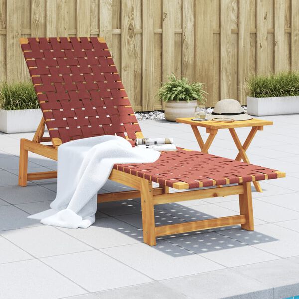 vidaXL Sun Lounger Red Solid Acacia wood Standard Sun Lounger