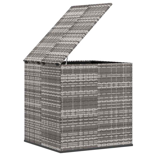 vidaXL Cushion Box Grey PE Rattan, Powder-Coated Steel Large Cushion Box