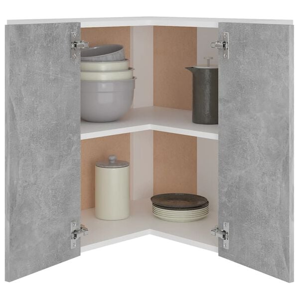 vidaXL Hanging Corner Cabinet Concrete Gray Engineered Wood Medium