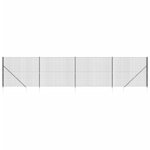 vidaXL Wire Mesh Fence with Spike Anchors Anthracite 5.2x32.8'